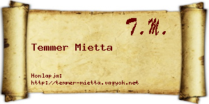 Temmer Mietta névjegykártya